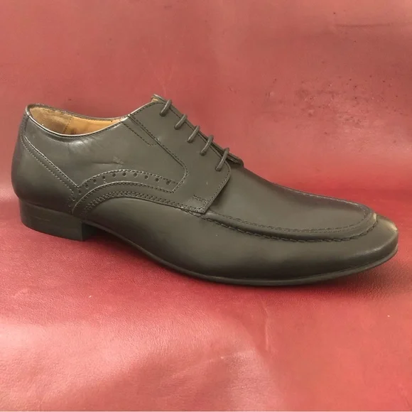 Black leather formal lace up shoes size 8 full leather sole - Picture 2 of 3